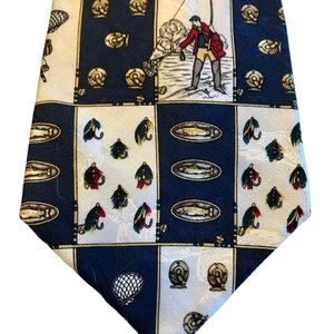 Vintage Field & Stream Necktie Fly Fishing Made In USA Silk
